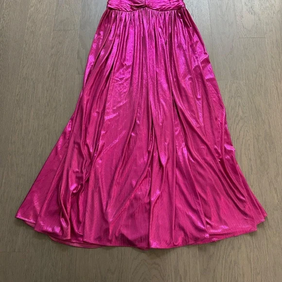 Retrofete Juliana Pink Metallic Lame Halter Cut Out Maxi Dress - with tags - S - Picture 5 of 12